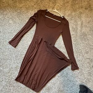 Long sleeve ribbed long dress